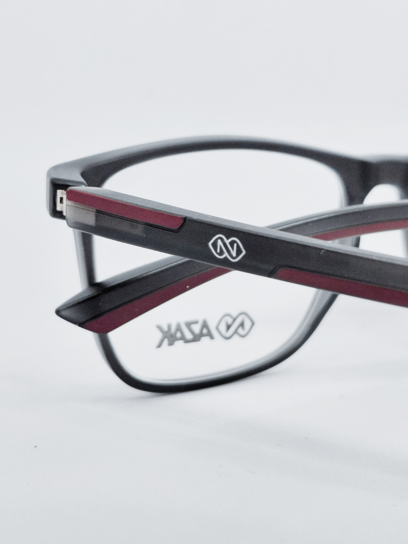 Armação Masculina AZAK H025 Retangular Preto e Vermelho - foto 5
