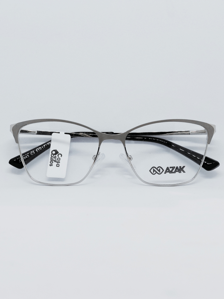 Armação Feminina AZAK JZ3943 Meio Aro (fio de nylon) Prata e Preto - foto 5