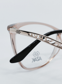 Armação Feminina AZAK ZM182 Gatinho Bege Translúcido e Dourado - foto 5