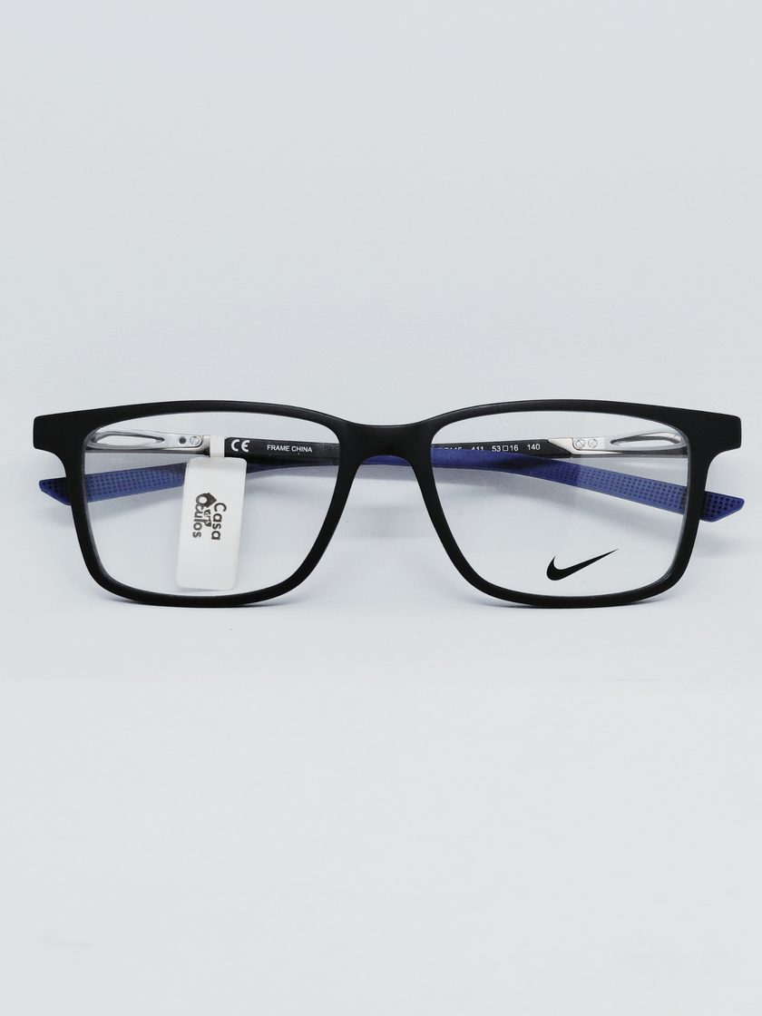 Armação Masculina Nike 7145 Retangular Preto e Azul - foto 1