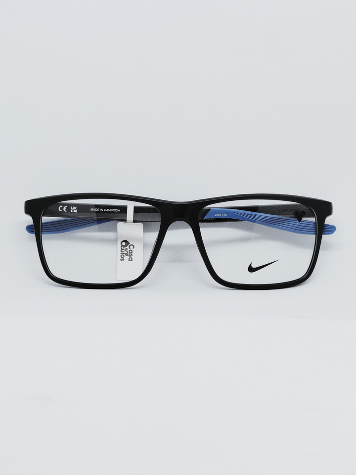 Armação Masculina Nike 7116 Retangular Preto e Azul - foto 1