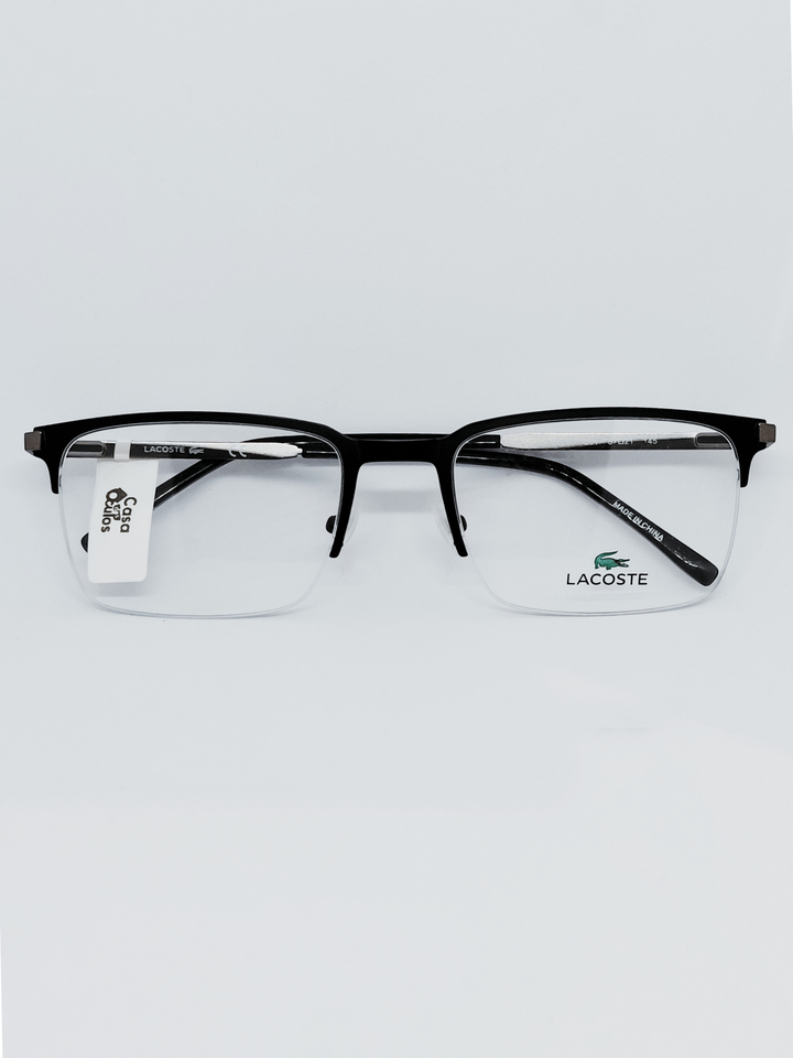 Armação Masculina Lacoste L2268 Meio Aro (fio de nylon) Preto e Prata - foto 1