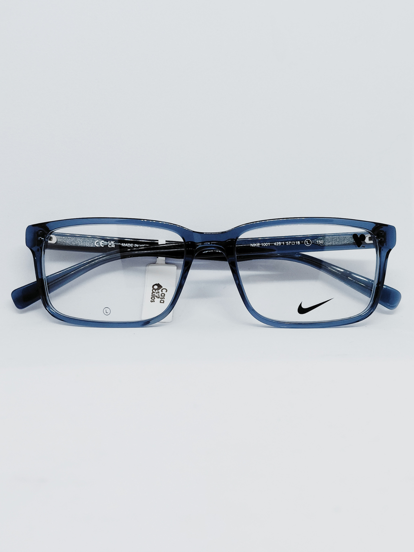 Armação Masculina Nike 1001 Retangular Azul Translúcido - foto 1