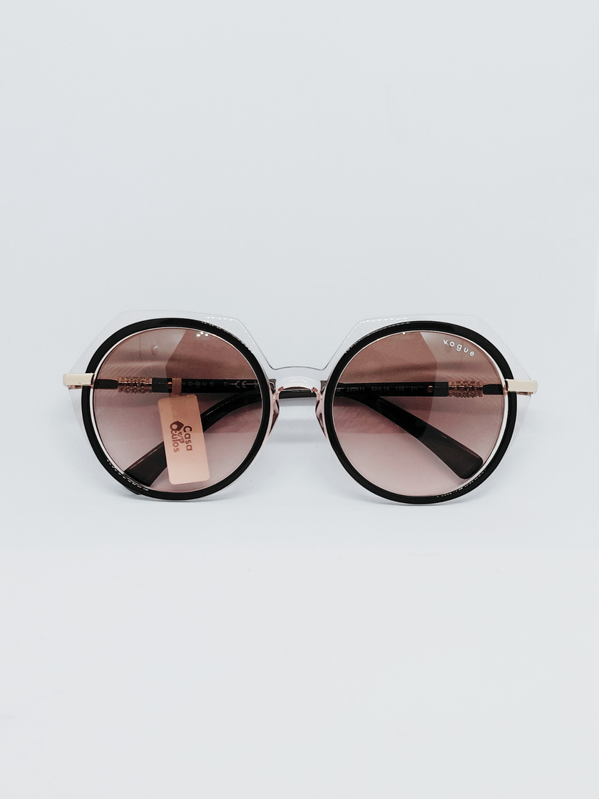 Óculos de Sol Vogue VO 5384-SB Redonda Rosé Translúcido e Marrom - foto 5