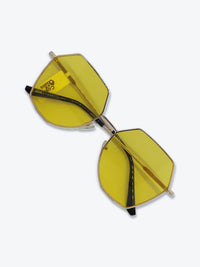 Óculos de Sol 9819 Geométrico ou Sextavado Dourado e Lentes Amarelas - foto 5