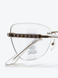 Armação Feminina AZAK PZ10262 Sem Aro Dourado e Transparente com Clip-on - foto 6