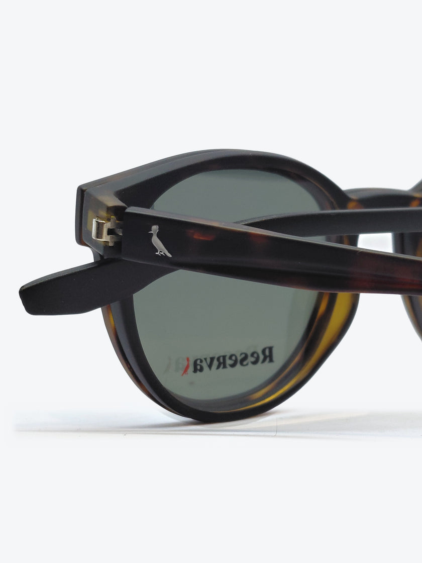 Armação Masculina Reserva RSV2621 Redonda Preto e Amarelo Tartaruga com Clip-on - foto 6