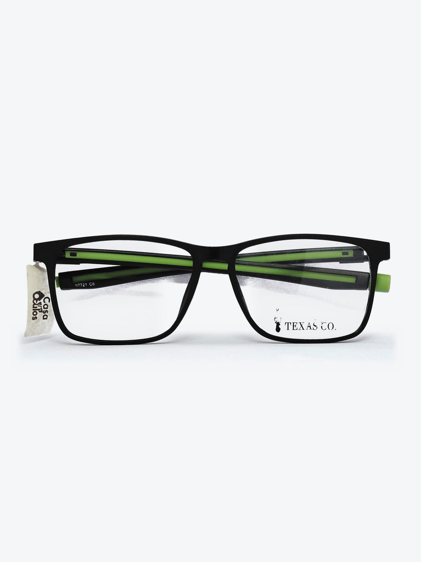 Armação Masculina 97721 Retangular Preto e Verde com Clip-on - foto 7
