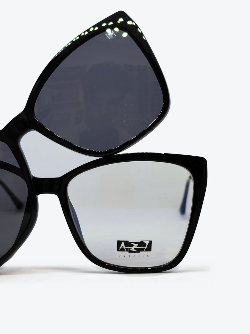 Armação Feminina AZAK PZ8270 Gatinho Preto e Dourado com Clip-on - foto 8