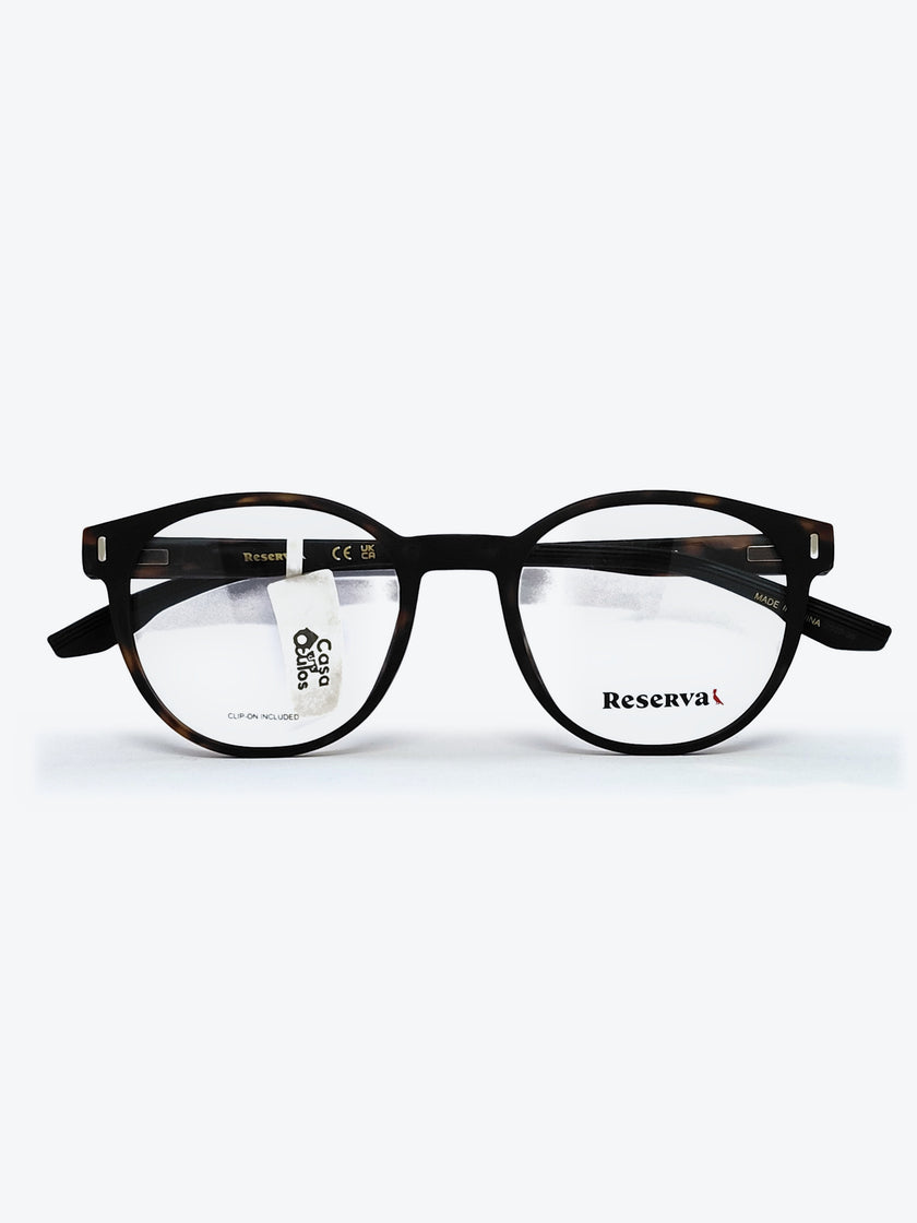 Armação Masculina Reserva RSV2621 Redonda Preto e Amarelo Tartaruga com Clip-on - foto 8