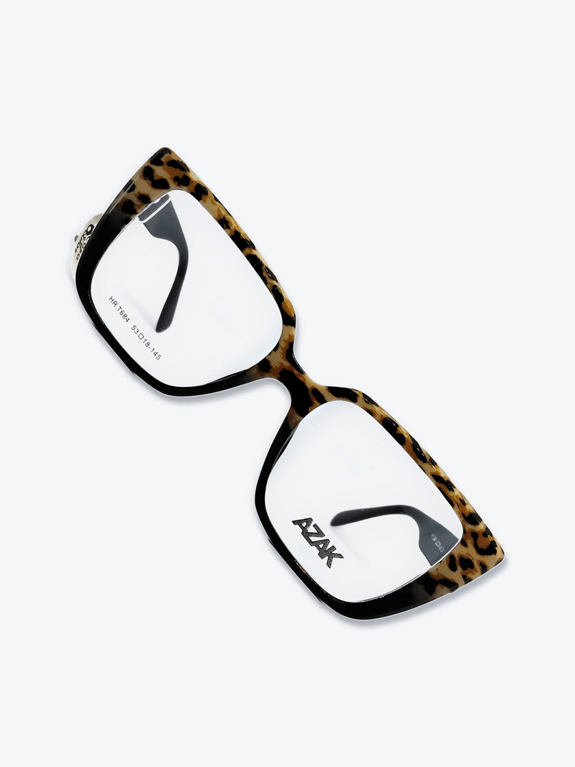 Armação Feminina AZAK HR T684 Gatinho Animal Print e Preto com Clip-on - foto 8