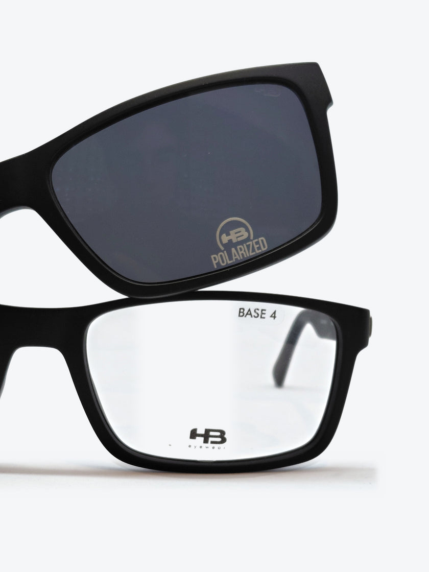 Armação Masculina HB M.0428 Retangular Preto com Clip-on - foto 9