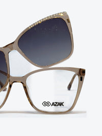 Armação Feminina AZAK PZ603 C5 Gatinho Marrom Claro com Clip-on - foto 9