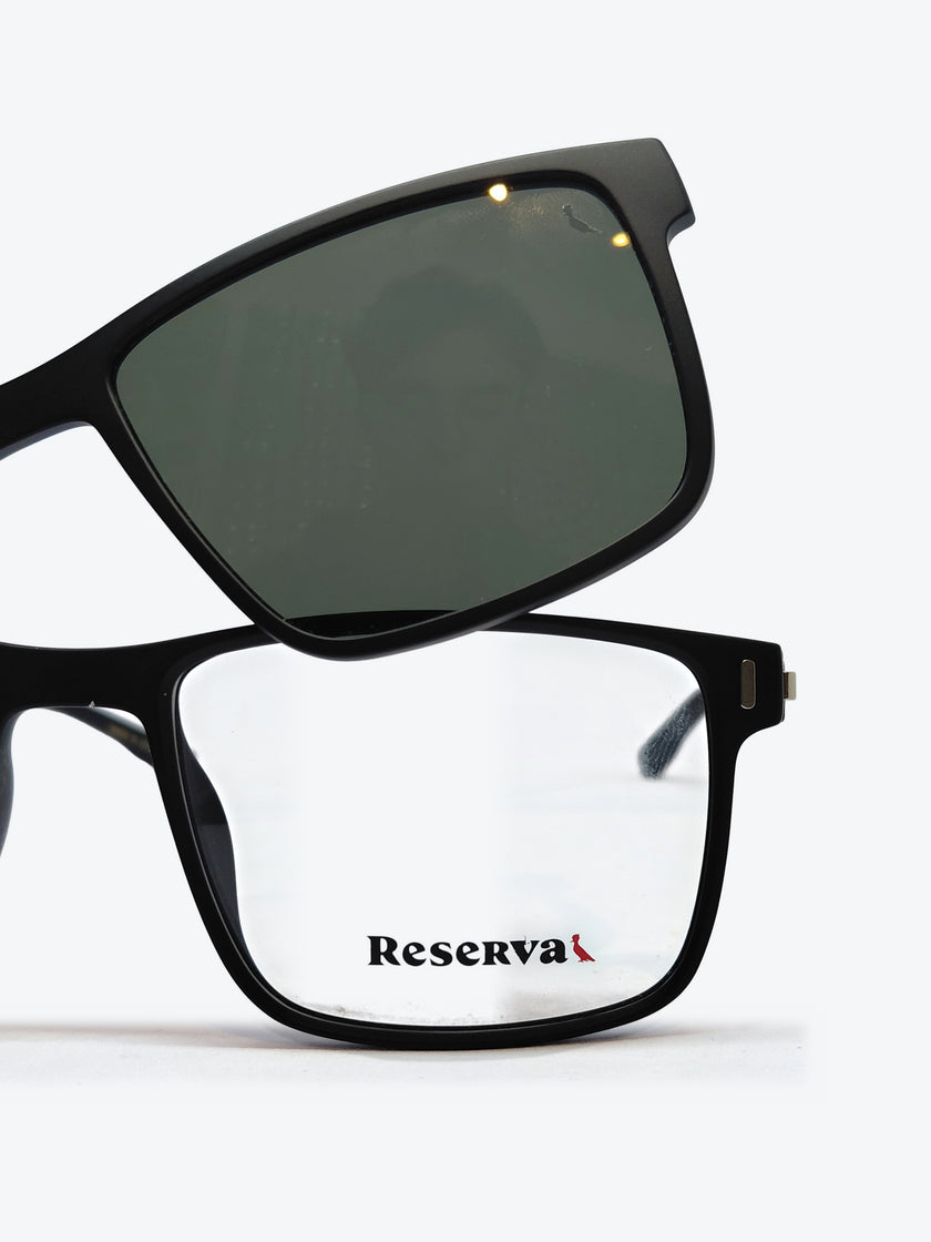 Armação Masculina Reserva RSV2615 Retangular Preto com Clip-on - foto 9