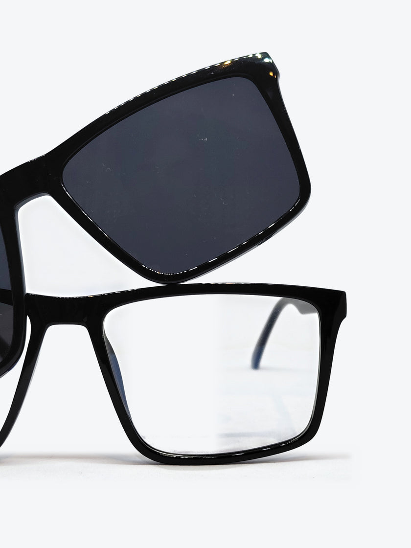 Armação Masculina PZ8266 2 Retangular Preto com Clip-on - foto 9