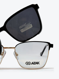 Armação Feminina AZAK AZ4649 Retangular Dourado e Preto com Clip-on - foto 9