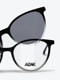 Armação Feminina AZAK 3017 Oval Preto Degradê e Dourado com Clip-on - foto 9