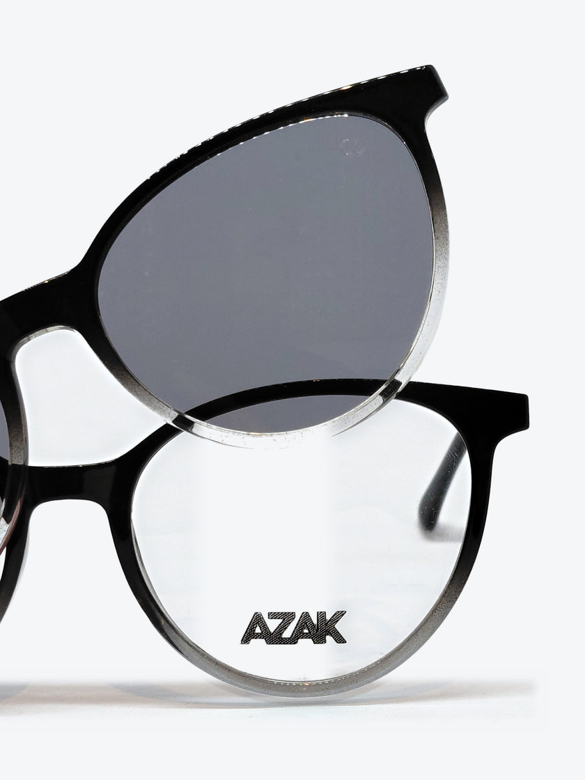 Armação Feminina AZAK 3017 Oval Preto Degradê e Dourado com Clip-on - foto 9