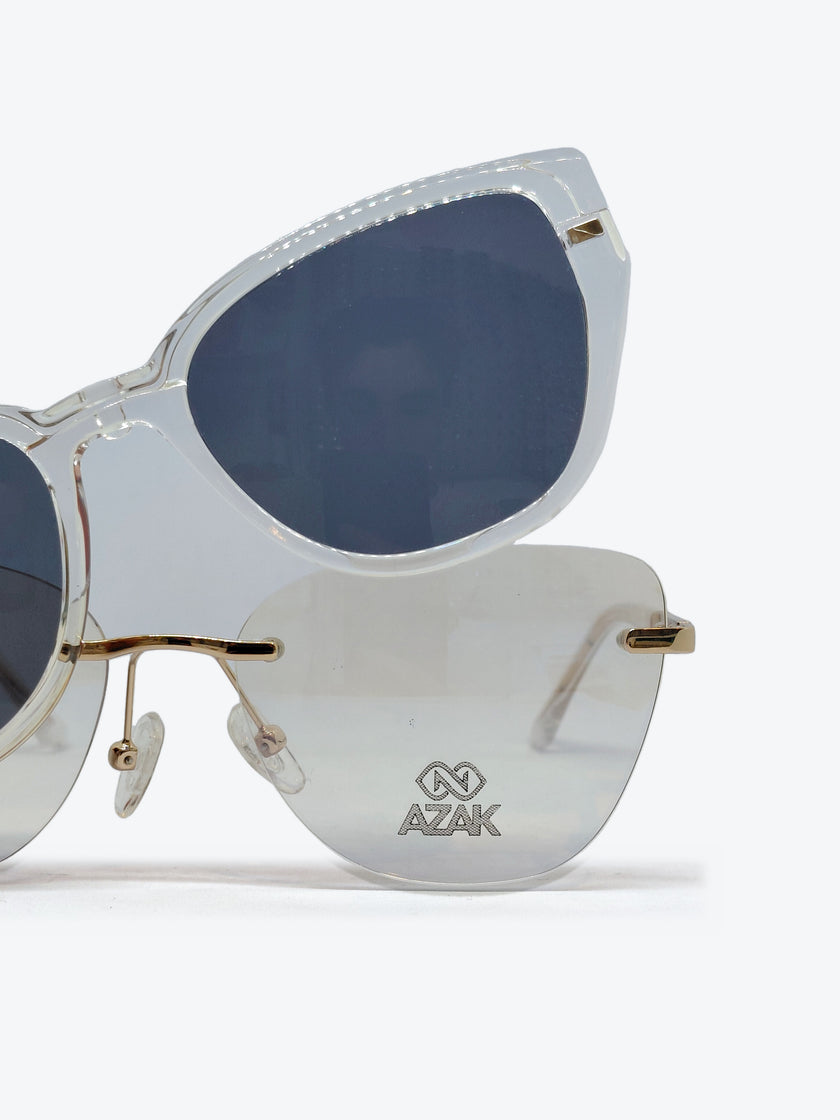 Armação Feminina AZAK PZ10262 Sem Aro Dourado e Transparente com Clip-on - foto 9