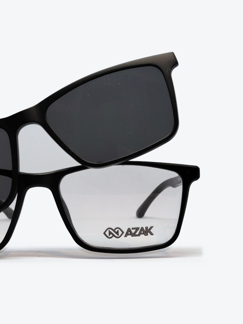 Armação Masculina AZAK W2668 Retangular Preto com Clip-on - foto 9