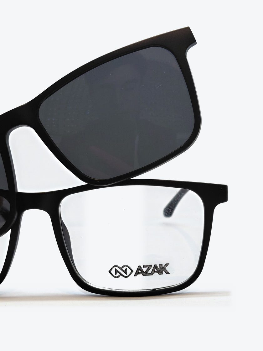 Armação Masculina AZAK W2663 Retangular Preto e Azul com Clip-on - foto 9