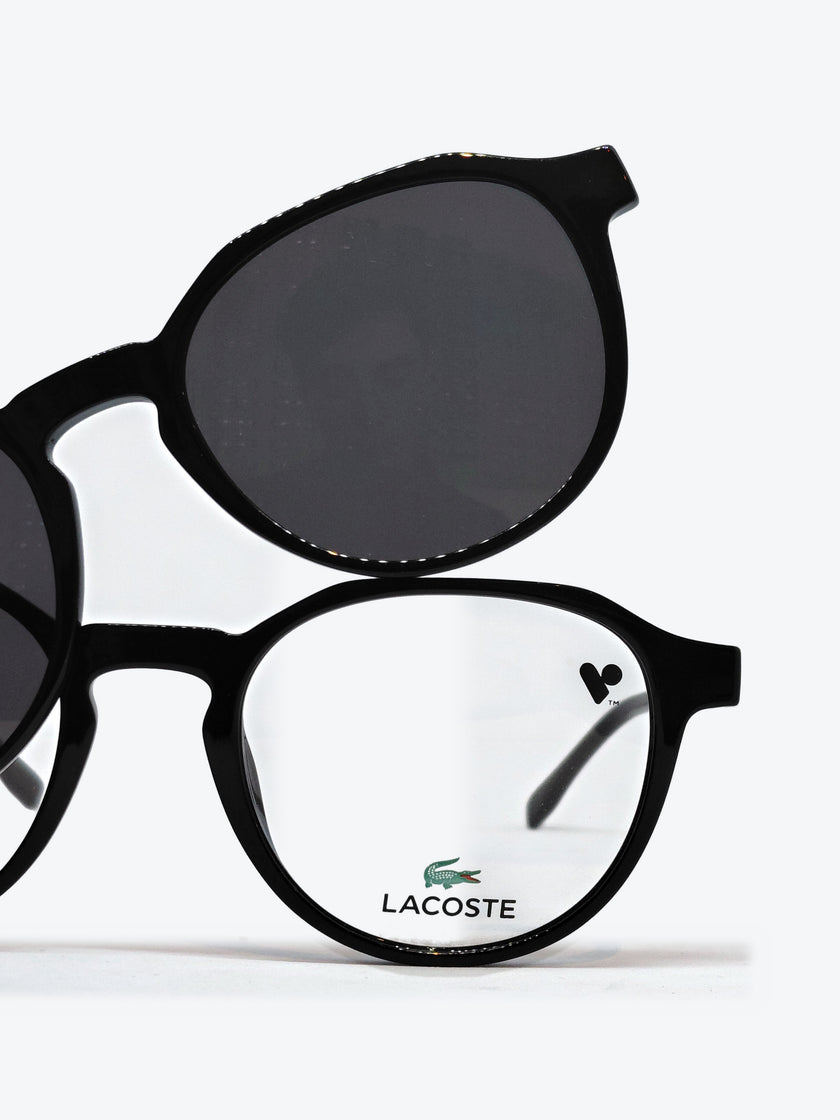 Armação Masculina Lacoste L4008 Geométrica ou Sextavada Preto com Clip-on - foto 9