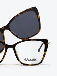 Armação Feminina AZAK PZ991-B C2 Gatinho Marrom e Tartaruga com Clip-on - foto 9