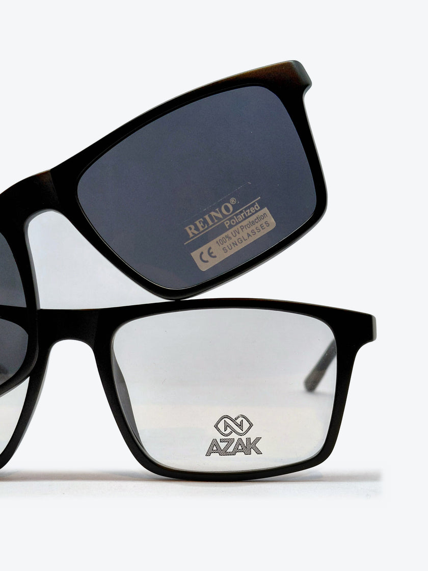 Armação Masculina AZAK ZZ4275 Retangular Preto com Clip-on - foto 9