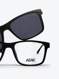 Armação Masculina AZAK PZ10217 Retangular Preto e Marrom Escuro com Clip-on - foto 9