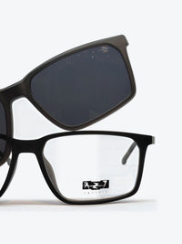 Armação Masculina AZAK ZZ4260 C2 Retangular Preto e Cinza com Clip-on - foto 9