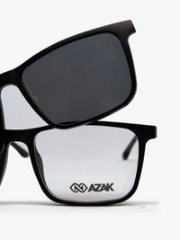 Armação Masculina AZAK W2663 Retangular Preto com Clip-on - foto 9