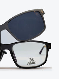 Armação Masculina AZAK PZ2066 Retangular Cinza e Madeira com Clip-on - foto 9