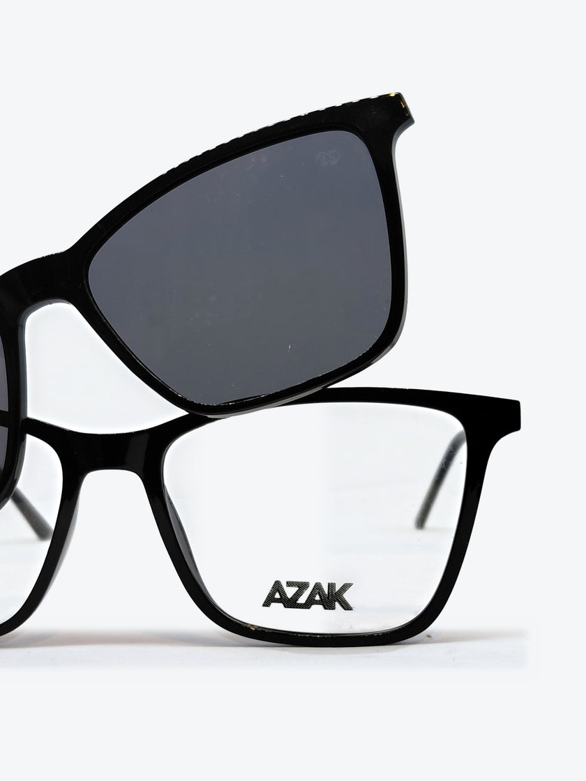 Armação Feminina AZAK 5019 Gatinho Preto e Dourado com Clip-on - foto 9