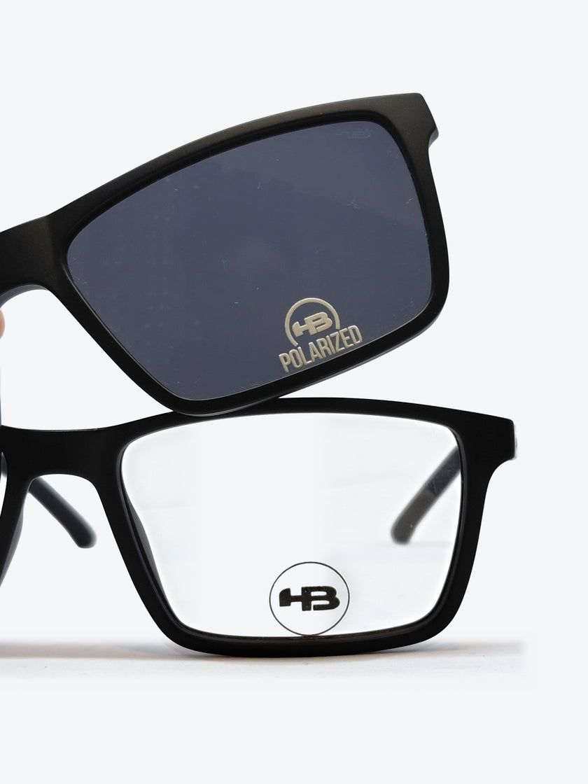 Armação Masculina HB M.0531 Retangular Preto com Clip-on - foto 9
