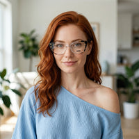 Armação Feminina AZAK PZ10093 Gatinho Tartaruga e Transparente com Clip-on - modelo ruiva