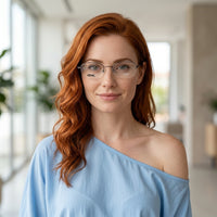 Armação Feminina AZAK 947 Meio Aro (fio de nylon) Marrom e Prata com Clip-on - modelo ruiva
