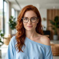 Armação Feminina AZAK PZ10028 Oval Preto e Dourado com Clip-on - modelo ruiva