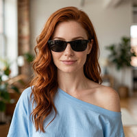 Armação Feminina AZAK T620 Retangular Tartaruga com Clip-on - modelo ruiva com clip solar