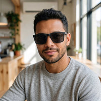 Armação Masculina PZ8266 Retangular Preto com Clip-on - modelo barba com clip solar