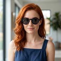 Armação AZAK PZ101781 Redonda Preto com Clip-on - modelo ruiva com clip solar