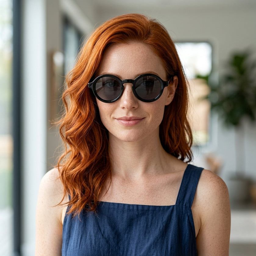 Armação AZAK PZ101781 Redonda Preto com Clip-on - modelo ruiva com clip solar