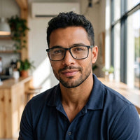 Armação Masculina 97721 Retangular Preto e Verde com Clip-on - modelo barba