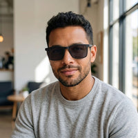 Armação Masculina 97721 Retangular Preto e Verde com Clip-on - modelo barba com clip solar