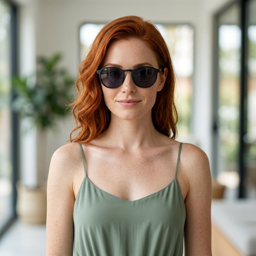 Armação KTAOM22320 Geométrica ou Sextavada Preto com Clip-on - modelo ruiva com clip solar