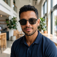 Armação Masculina Evoke 09BN Geométrica ou Sextavada Preto com Clip-on - modelo barba com clip solar