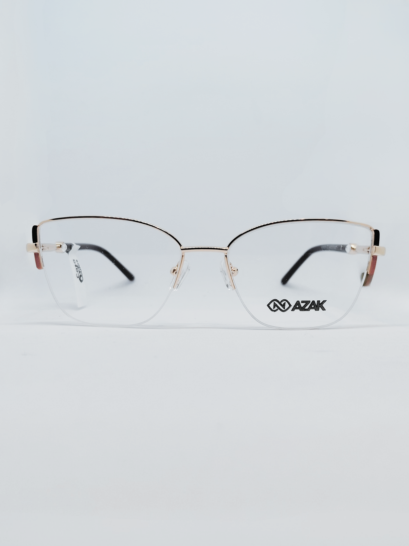 Armação Feminina AZAK HZ4538 Meio Aro (fio de nylon) Dourado e Preto - foto 5