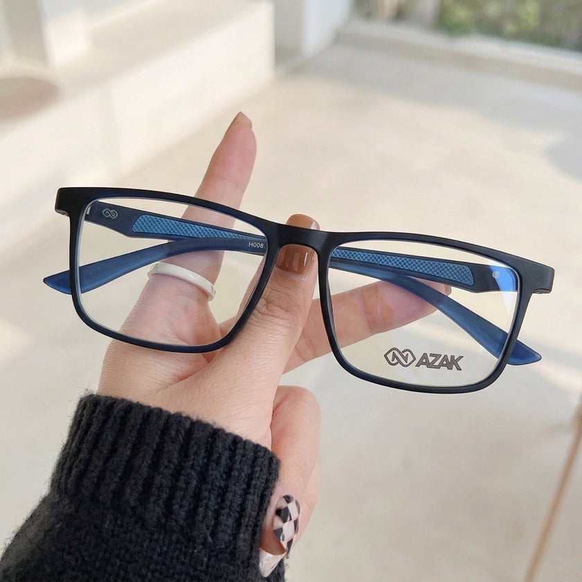 Armação Masculina AZAK H008 Retangular Azul Marinho - na mão