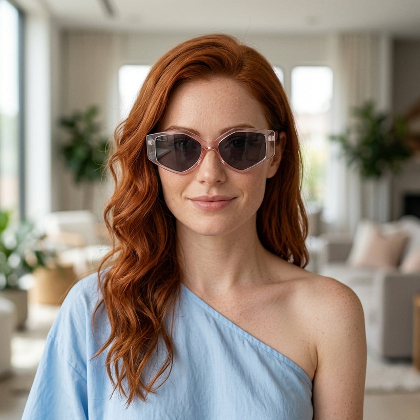 Óculos de Sol AZAK HA2325 Geométrica Rosa e Cristal - modelo 2