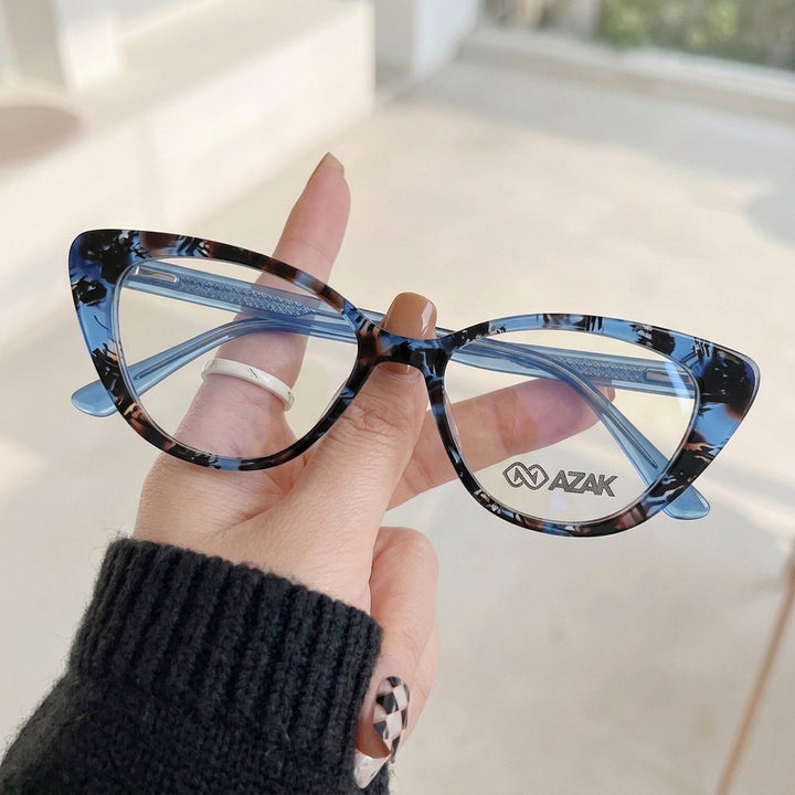 Armação Feminina AZAK HR-Z660 Gatinho Azul Mesclado - na mão