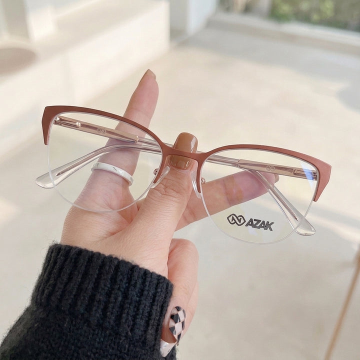 Armação Feminina AZAK JZ4165 Meio Aro (fio de nylon) Rosé - na mão